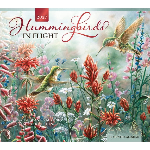 Hummingbirds 2027 14 X 24 Inch (Hanging) Monthly Deluxe Wall Calendar Featuring the Artwork of Wanda Mumm and Beth Hosel, (Paperback)