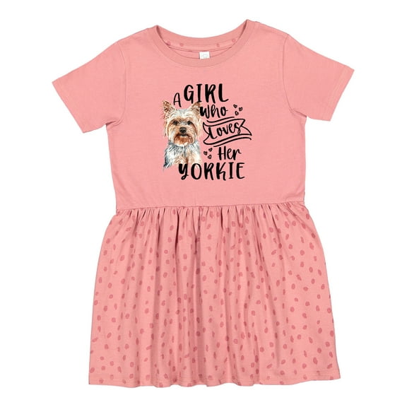 Inktastic A Girl Who Loves Her Yorkie Girls Toddler Dress