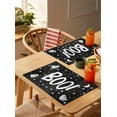 thumbnail image 4 of Placemats Set&nbsp;of&nbsp;8 Halloween Black White Ghosts Stars Full Moon Night Boo Heat Insulation Washable Place Mats, Rustic Non-Slip Table Mats for Dining Table Party Kitchen Decor,13x19 Inch, 4 of 4