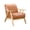 Brown+Natural, variant on Matt Brown Accent Chair For Reading Corner: Solid Wood, Foam Padding, 20 In. Package Height, Natural Finish Comfy With Finish: Rubberwood, Faux Leather, 23" Arm Height