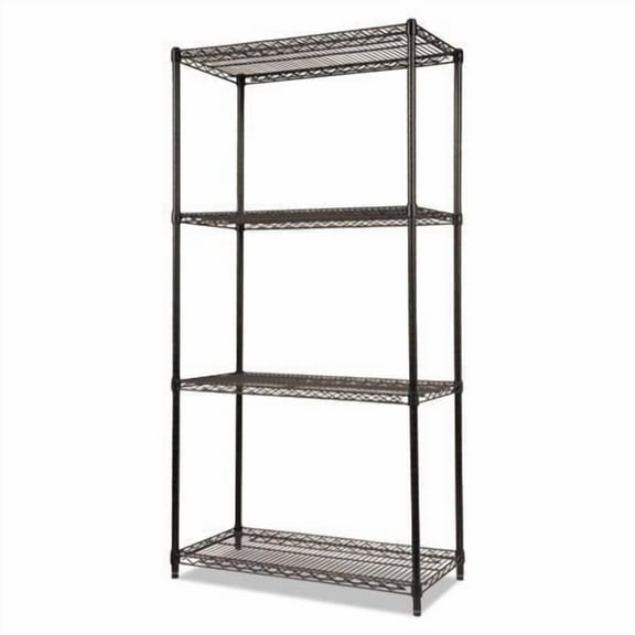 Alera NSF Certified Industrial Four-Shelf Wire Shelving Kit, 36w x 18d x 72h, Black