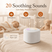 Mini Sound Machine, Portable White Noise Sound Machine for Sleep, White Noise for Baby & Adult with 20 Soothing Sounds, 7 Color Night Light, 4 Timers Memory Function for Travel Camping Home Office