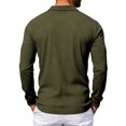 thumbnail image 5 of IAJDKMEK Men's Long Sleeve Henley T-Shirts - Ribbed Knit Lapel Button Down Pullover Tee for Men with Stretch and Button Placket Daily Wear,Army Green L, 5 of 6