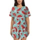 thumbnail image 1 of Balery Watermelon Conjunto de Pijama para Mujer con Estampado, Dos Piezas de Manga Corta y Shorts, Ropa de Dormir Suave con Cuello Redondo y Bolsillos-Small, 1 of 6