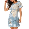 thumbnail image 2 of Naloa Animals Travel World Map Print Women Nightgowns,Womens Loungewear,Short Sleeve Sleepwear,Comfy Ladies Nightdress, 2 of 6