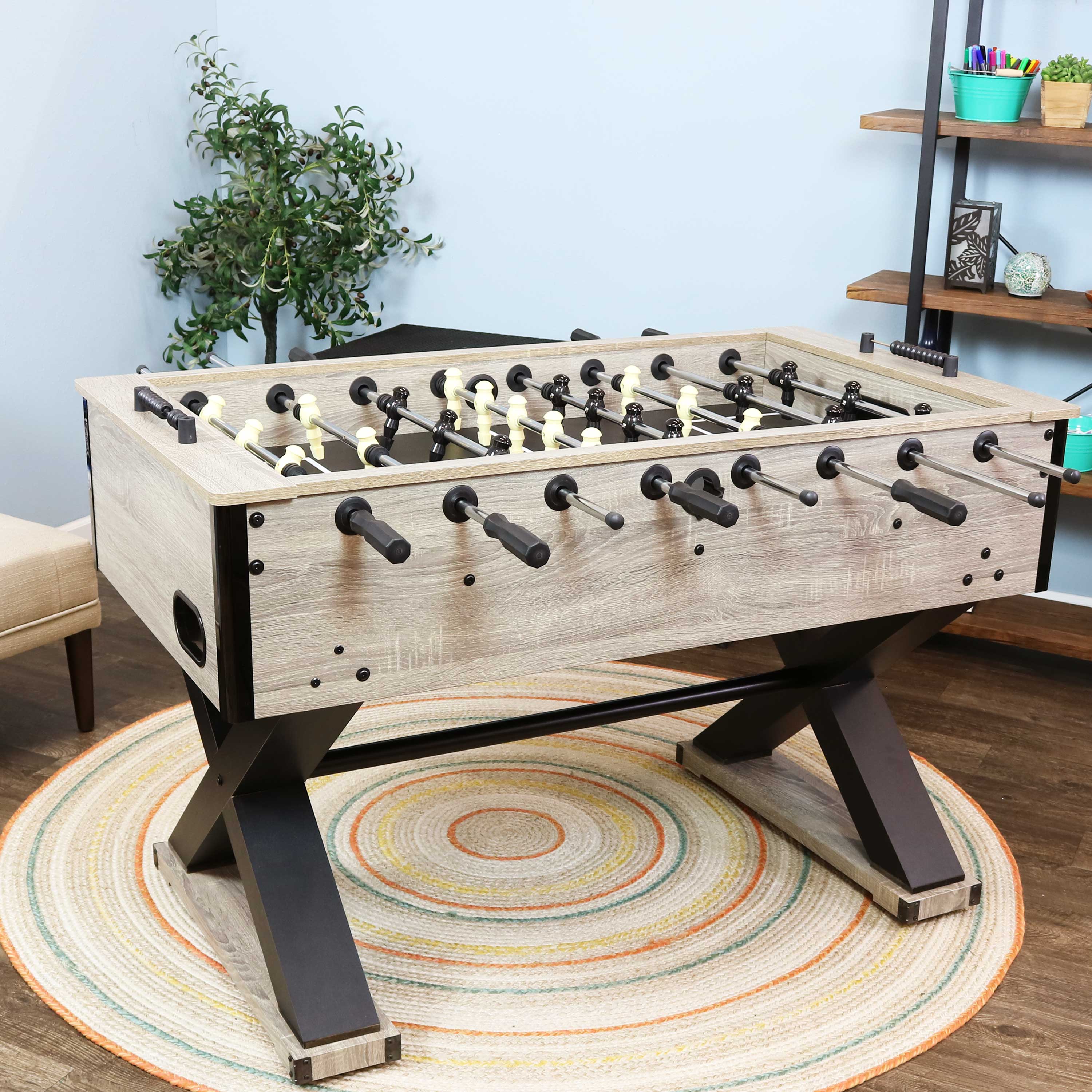 Sunnydaze Delano Foosball Table with Gray Distressed Wood Look 54.5