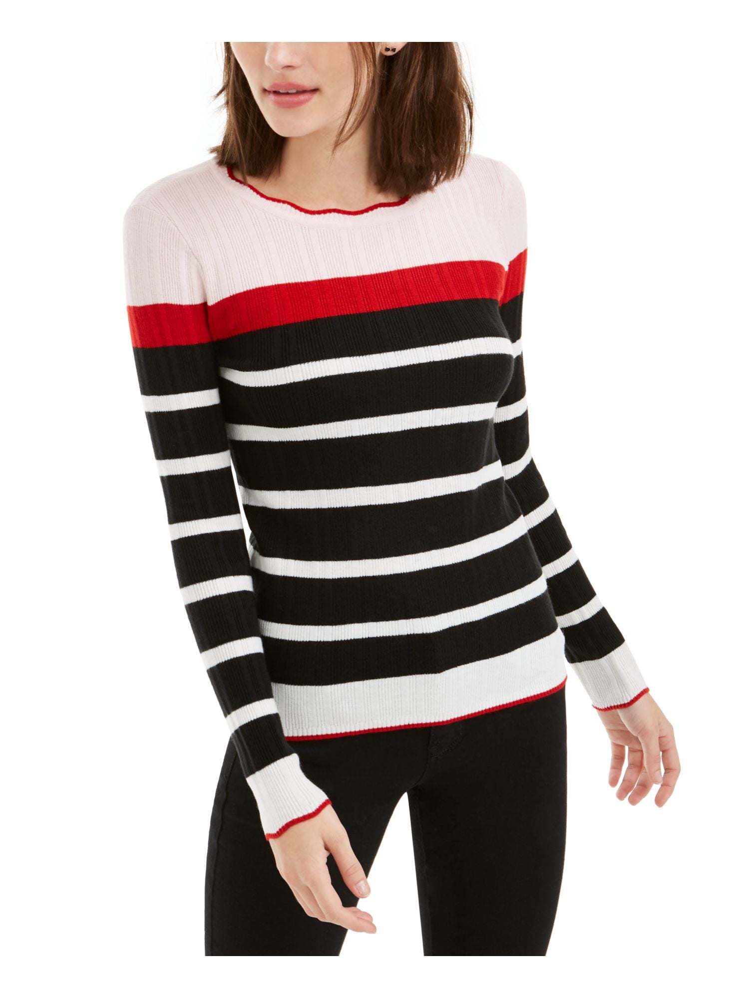 Maison Jules Striped Bell-Sleeve Sweater