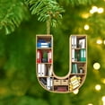 thumbnail image 4 of HomeDM 26 Letter Ornaments, Book Lovers Gift, Christmas Tree Ornaments, 2D Flat Acrylic Hanging Pendant for Wreaths Xmas Tree Home Decor, 3.15" Alphabet Key Chain, Letter U, 4 of 6