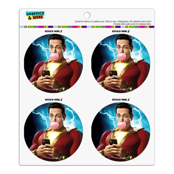 Shazam! Movie Bubblegum Poster Refrigerator Fridge Locker Vinyl Circle Magnet Set