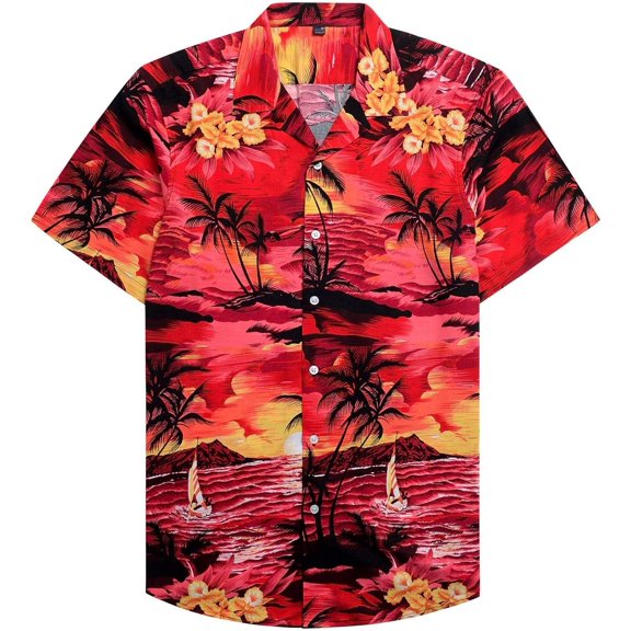 Hawaiian Shirt for Men Summer Beach Casual Short Sleeve Button Down Shirts Printed Tropical Vacation Shirts