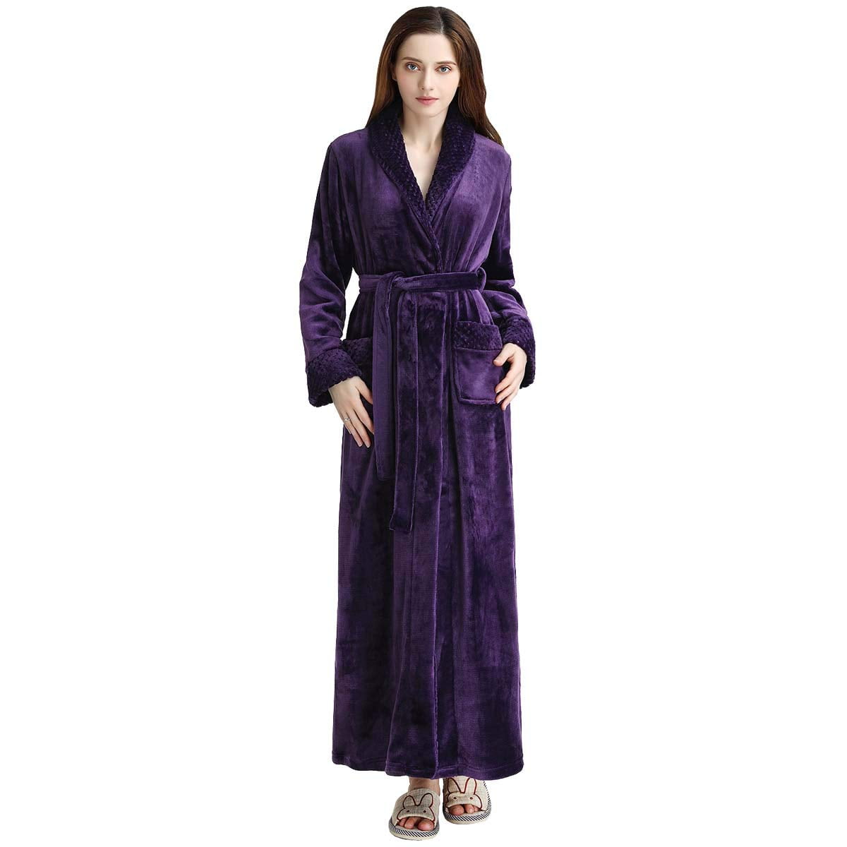 Othyroce Long Bath Robe for Womens Plush Soft Fleece Bathrobes