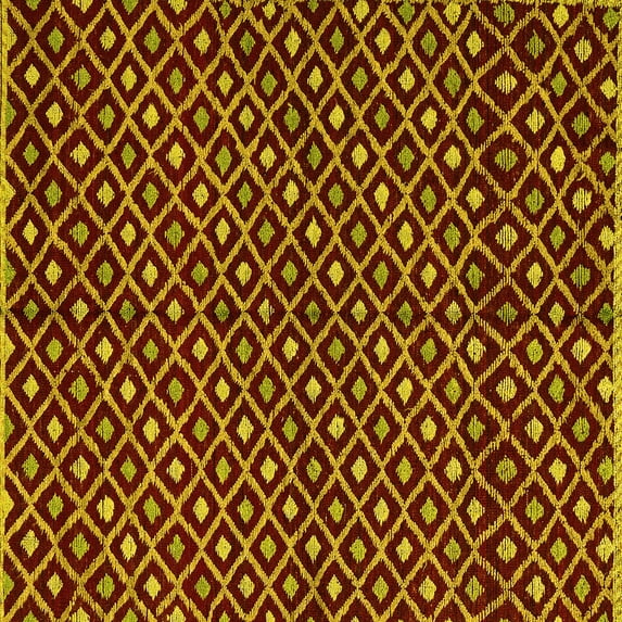 Ahgly Company Indoor Square Abstract Yellow Modern Area Rugs, 5' Square