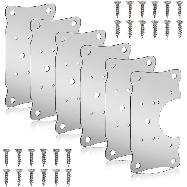 Placa de reparación de bisagras de acero inoxidable BRILLAR 6 piezas con tornillos para gabinetes y muebles