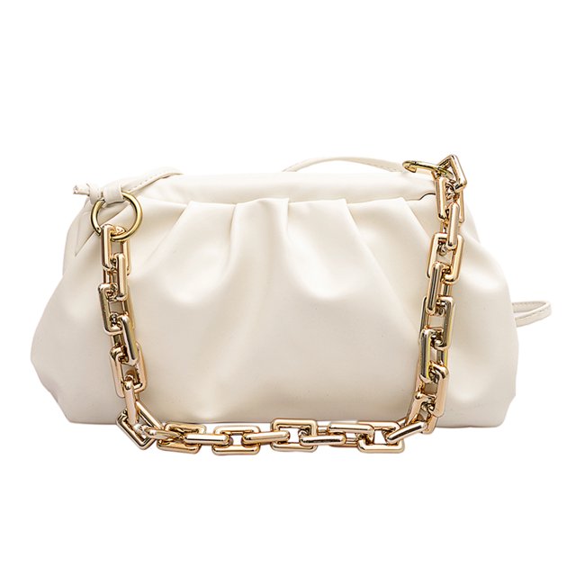 Sywqhk Bolsos De Hombro Con Cadena Para Mujer Bolso De Embrague De Fiesta En La Nube De Cuero Pu (Blanco) Sywqhk Para estrenar