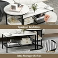 thumbnail image 5 of Gymax Nesting Coffee Table Set of 2 Faux Marble Top Detachable w/ Storage Shelf Black, 5 of 10