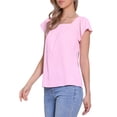 thumbnail image 4 of INSPIRAR CHIC Blusa de Mujer de Verano con Cuello Cuadrado y Mangas Cortas de Gingham XS Rosa, 4 of 6