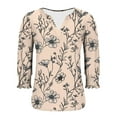 thumbnail image 6 of Ruimatai Women's Casual Loose V-Neck 3/4 Sleeve Blouse Smocked Cuffs Comfortable Polyester Top Spring Summer Fashion Tunic, 6 of 6