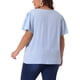 thumbnail image 3 of Blusa de verano de gasa con cuello en V y mangas acampanadas para mujer de tallas grandes Agnes Orinda 4X azul, 3 of 5