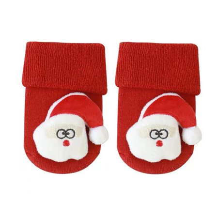 

harmtty 1 Pair Baby Socks Anti-slip Comfortable to Wear Cotton Christmas Feet Super Soft Newborn Socks for Winter Xmas Santa Claus XS