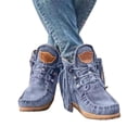 thumbnail image 1 of CAROOTU Nouvelles Bottines Rétro en Daim pour Femmes Chaussures de Luxe Mates avec Frange, 1 of 6