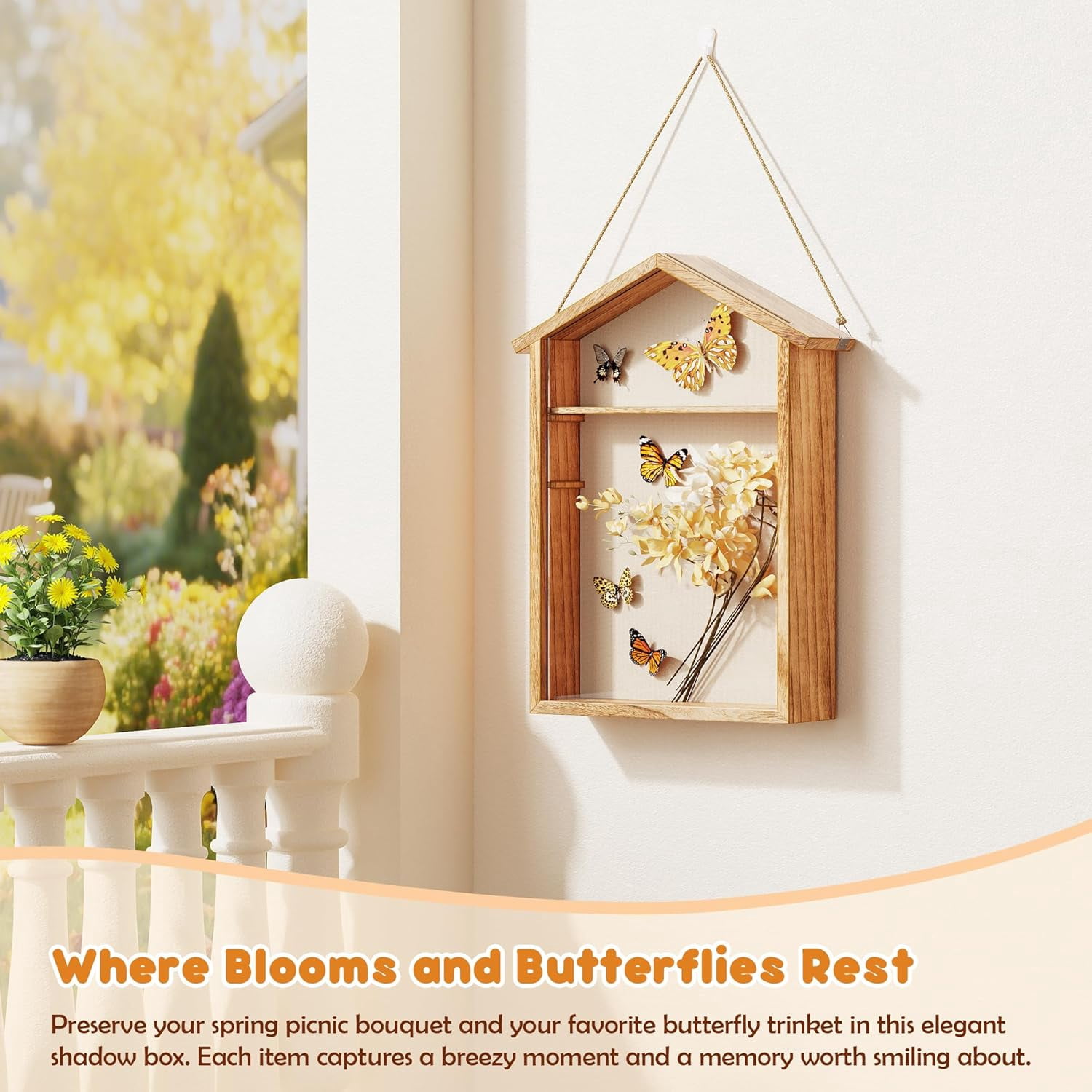 Shadow Box Frame, Large Display Cases, Rustic Burnt Memory Box for Flower Pressing, Seashell Display Box, Pet Memorial, DIY Picture Frames