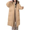 thumbnail image 3 of Womens Winter Coats Puffer Jacket Womens Winter Jacket With Hood Waist And Overcoat Solid Outer Long Sleeve Coats With Pocket, 3 of 6