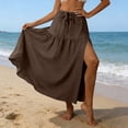 thumbnail image 5 of GUACER Womens Boho Tiered Maxi Skirt with Side Slit High Waisted Drawstring A-Line Skirt Flowy Summer Beach Swing Long Skirts, 5 of 7