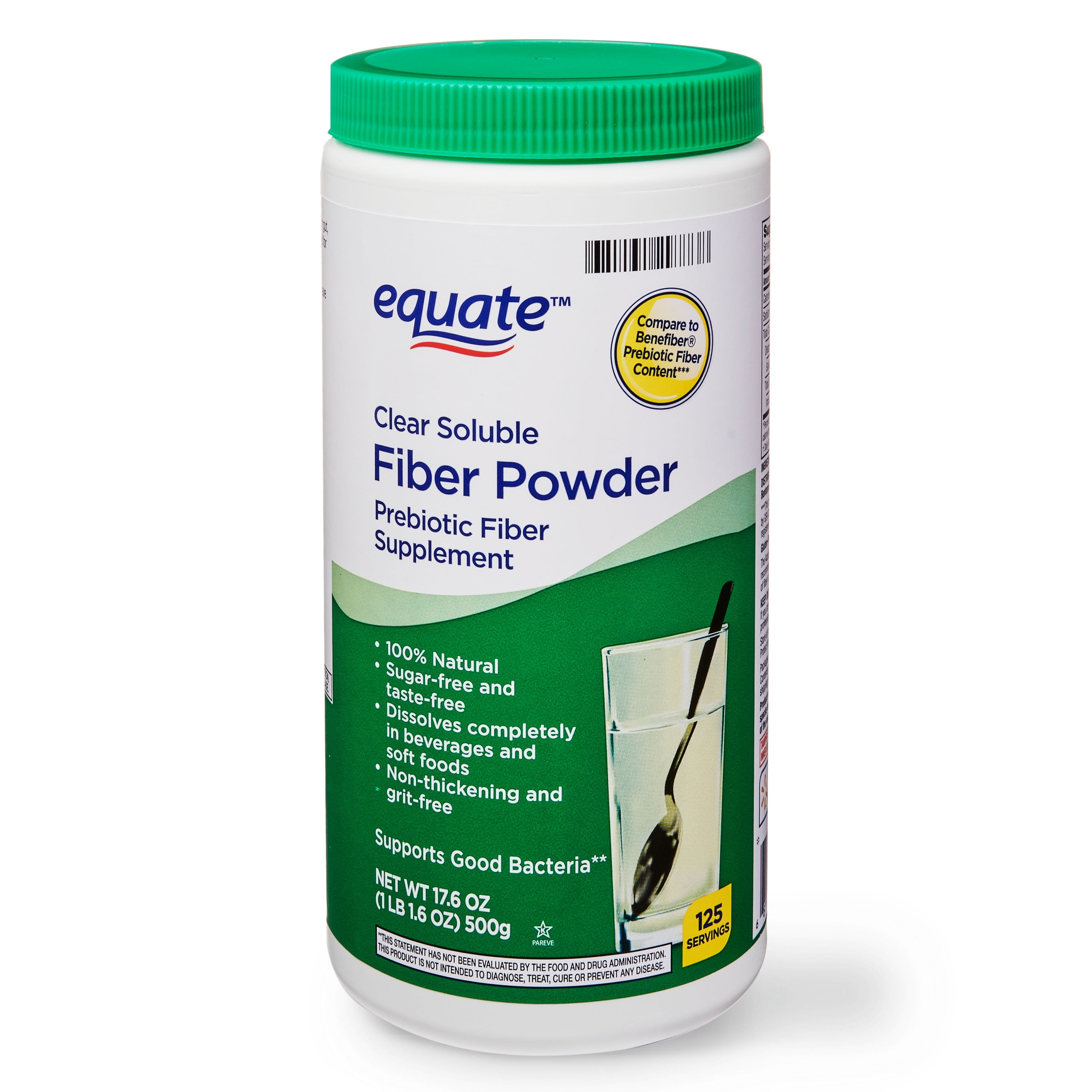 Equate Sugar Free Fiber Supplement Powder, 125 Ct, 16.7 Oz Walmart