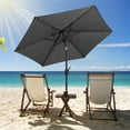 thumbnail image 4 of Costway 7.5 ft Solar Powered Patio Umbrella with LED Lights Push Button Tilt Crank Handle Gray, 4 of 10