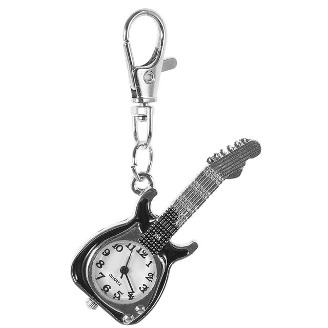 Miangastore Retro Quartz Watch Guitar Shape Pocket Watch Keychain Hanging Watch Bag Pendant