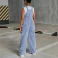 thumbnail image 7 of OGLCCG Girls Denim Bib Overalls Star Patchwork Straight Leg Adjustable Straps Stretchy Jean Jumpsuit Trendy Dungarees Pants With Pockets 6-13Years, 7 of 7