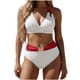 thumbnail image 2 of Traje de baño de 2 piezas para mujer, trajes de baño para mujer, traje de baño bikini de color liso con braguita reforzada, almohadilla en el pecho y tira en el cuello sin refuerzo de acero, traje de, 2 of 6