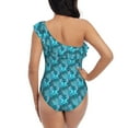 thumbnail image 5 of Pofeuu Seahorse Print Women's One Piece Swimsuits One Shoulder Swimwear Asymmetric Ruffle Monokinis Bathing Suits-X-Large, 5 of 6