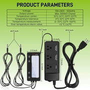 Reptile Temperature Controller with Timer, PID Reptile Digital Thermostat, 3-Channel Thermometer Hygrometer w/Memory, 2 IN 1 Day Night Temperature Humidity Gauge for Heat Lamp Heat Mat Fogger