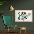 thumbnail image 2 of But First Coffee Wall Art with Frame, Print of Sketchy Calligraphic Art Blots and Paint Strokes, Printed Fabric Poster for Bathroom Living Room, 35" x 23", Brown Dusk Teal, by Ambesonne, 2 of 2