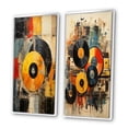 thumbnail image 3 of Designart "Retro Vibes in Colorful Vinyl I" Vinyl Records Framed Wall Art Set Of 2 - Multi-Color Fashion Gallery Wall Frame Set For Home Decor, 3 of 6