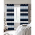 thumbnail image 3 of Sky Blue Navy Blue Stripe Blackout Curtains for Bedroom Living Room, Modern Abstract 63 In Long Thermal Insulated Room Darkening Drapes Grommet Window Treatments, 52 x 63 In, 3 of 9