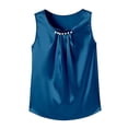 thumbnail image 4 of Duoif Womens Tank Tops, Satin Mock Neck Blouse, Pleated Sleeveless Work Shirts for Women Blue XL, 4 of 4