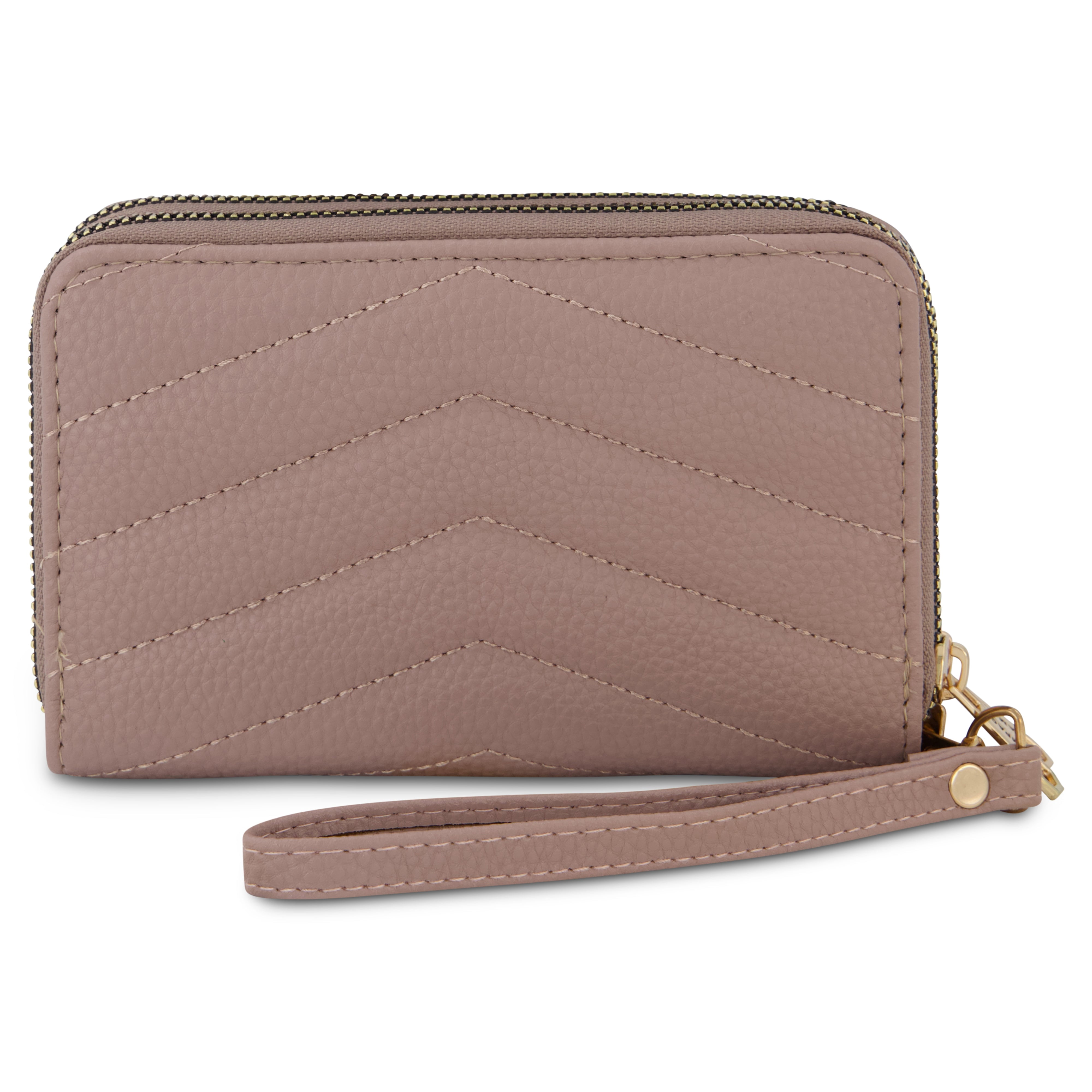 Rampage Quilted Midi Double Zip Around Wallet Clutch, Black