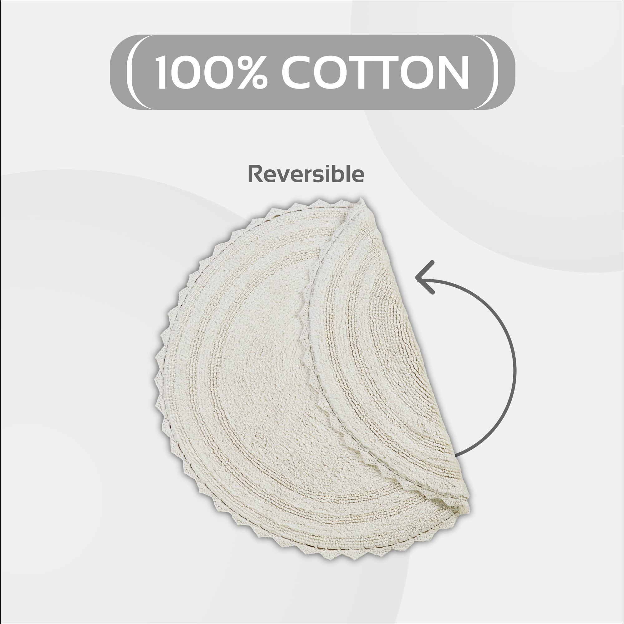 Better Trends Chic Round Bath Mat, 24" Diameter, 100% Cotton with Crochet Border, Water Absorbent, Ideal for Half Baths and Powder Rooms, Machine Washable, Ivory - Lilly Crochet Collection