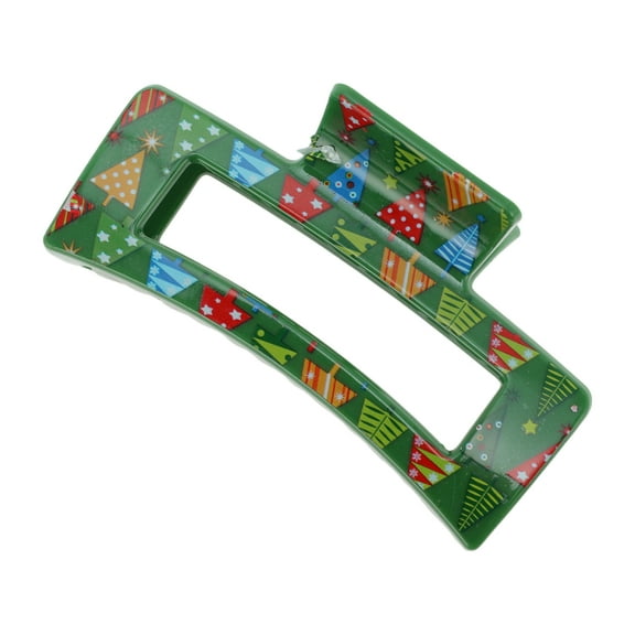 Unique Bargains 1 Pc Christmas Hair Clips Square Tree Hairdo Clip for Christmas 3.35"x1.77"x1.57" Green