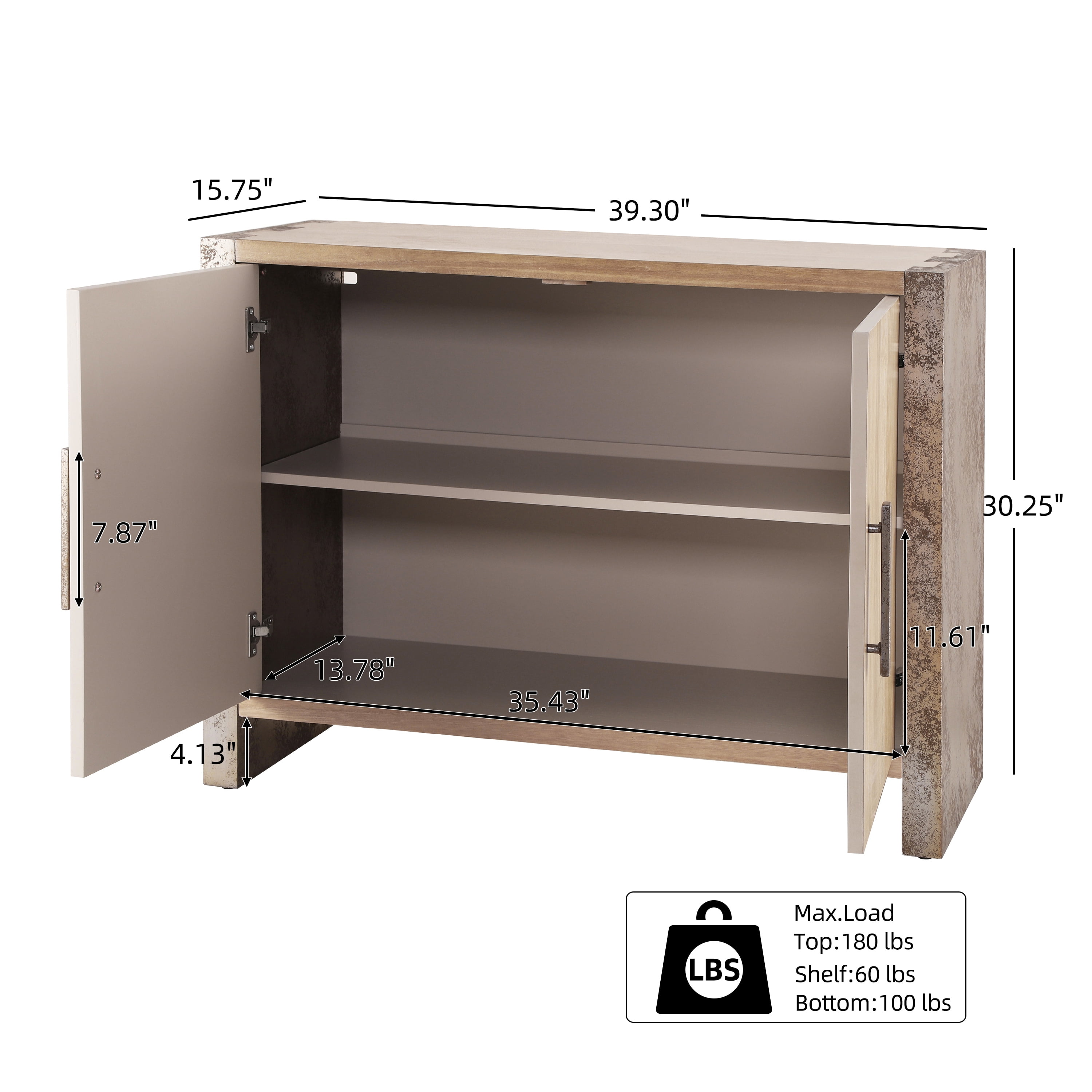 Euroco Coffee Bar Cabinet,Farmhouse Buffet Sideboard with Adjustable Shelf,Wooden Accent Cabinets for Kitchen, Dining Room,Entryway, Natural