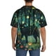thumbnail image 3 of Balery Mystical Black Cat Fireflies Camisa Casual de Manga Corta con Botones para Hombre, Texturizada, Estilo Cubano, para Playa, Verano-Medium, 3 of 5