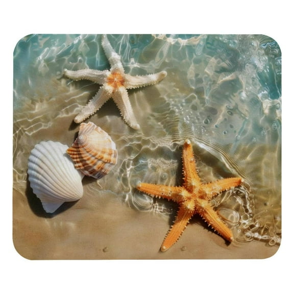 PhooArto Comfortable Mouse Pad Starfish Shell Beach Desktop Mousepad , 21 x 25 cm Mouse Mat, Non-Slip Rubber Base, Improves Speed and Precision