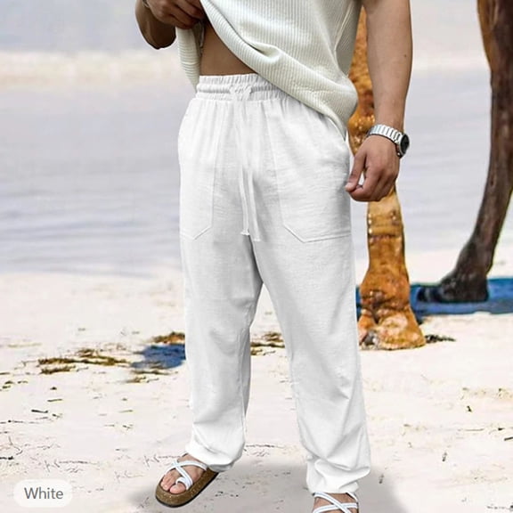 Ayfxijin Men Hiking Pants Fashion Casual With Pockets Elastic Waist Drawstring Straight Barrel Long Pants