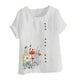 thumbnail image 4 of Vestidos Casuales Para Mujer, Blusas De Mujer De Moda Blusa informal de lino con cuello redondo, manga corta y botones para mujer, 4 of 4