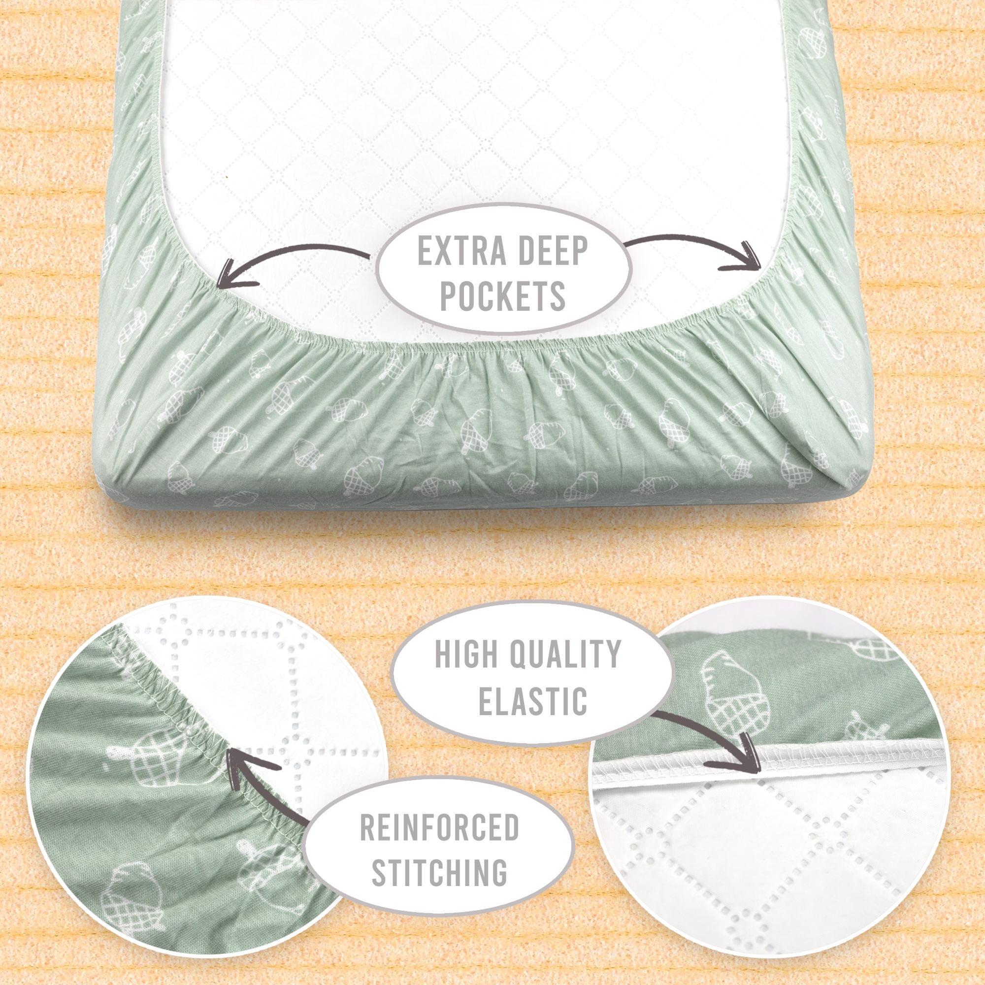 3-Pack Mini Crib Sheets – 100% Cotton, Soft & Breathable Fitted Sheets for Pack and Play & Mini Cribs (38” x 24” x 5”)