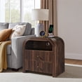thumbnail image 6 of Keywhat Modern Fluted Nightstand set of 2, 24" End Table with Charging Station, 2 Drawers and Metal Handles for Bedroom/Living Room, Dark Walnut, 6 of 6