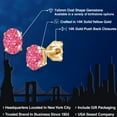 thumbnail image 2 of Gem Stone King 14K Yellow Gold Fancy Pink Zirconia Double Notch Stud Earrings | 1.52 Cttw | Gemstone Birthstone | Oval 7X5MM | Gold Earrings for Women Men, 2 of 6