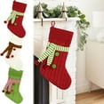 thumbnail image 7 of Christmas Stockings, Knitted Christmas Decorations, Personalized Family Christmas Stockings with Embroidered Letters and Pockets, Red White Green Apron Style Festive Holiday Socks for Fireplace Mantel, 7 of 7